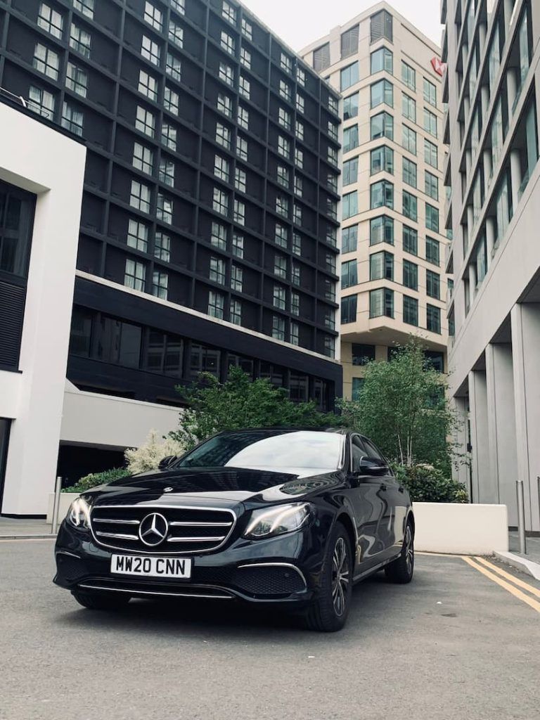 Mercedes in city business area
